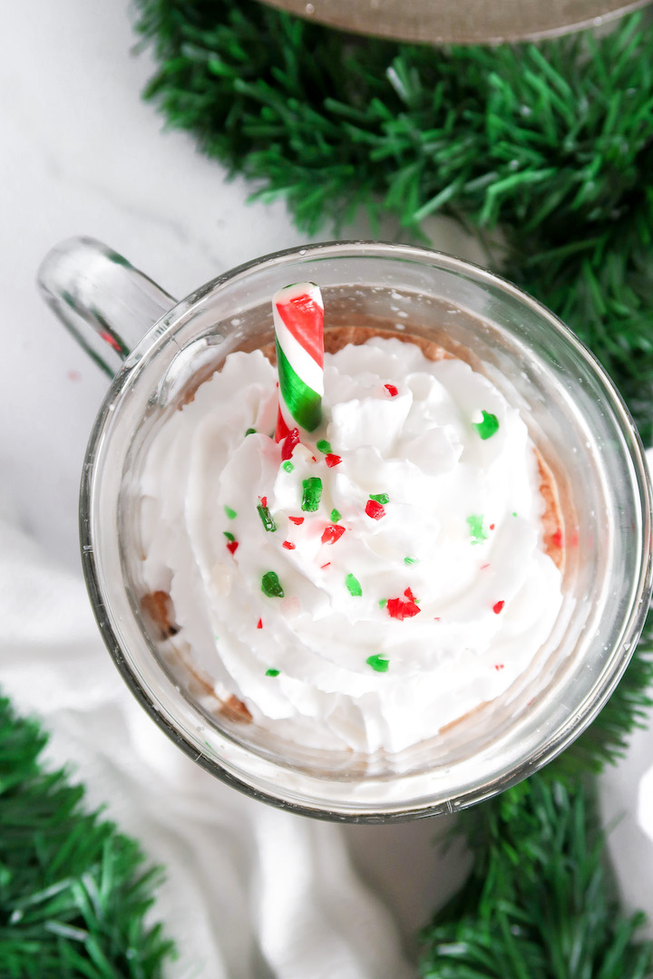 This healthy peppermint mocha drink is gluten-free, dairy-free, and vegan. It tastes just like the coffee shop classic, with minimal sugar and calories.