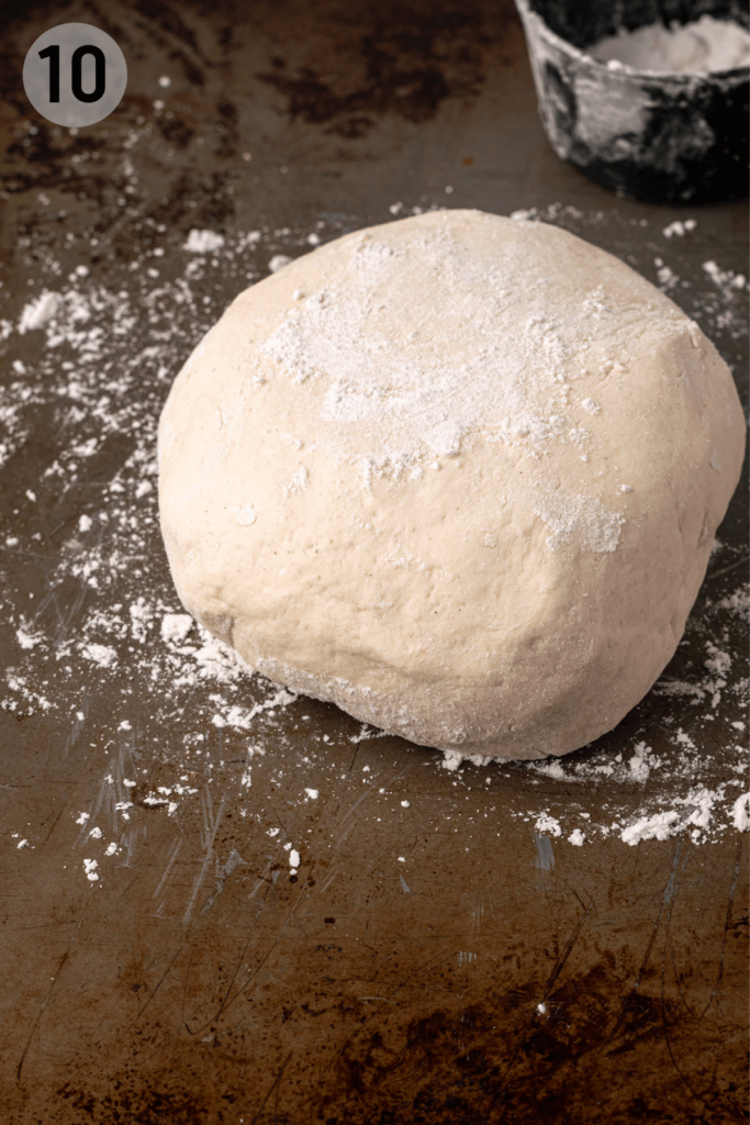 gluten free focaccia dough dusted with flour