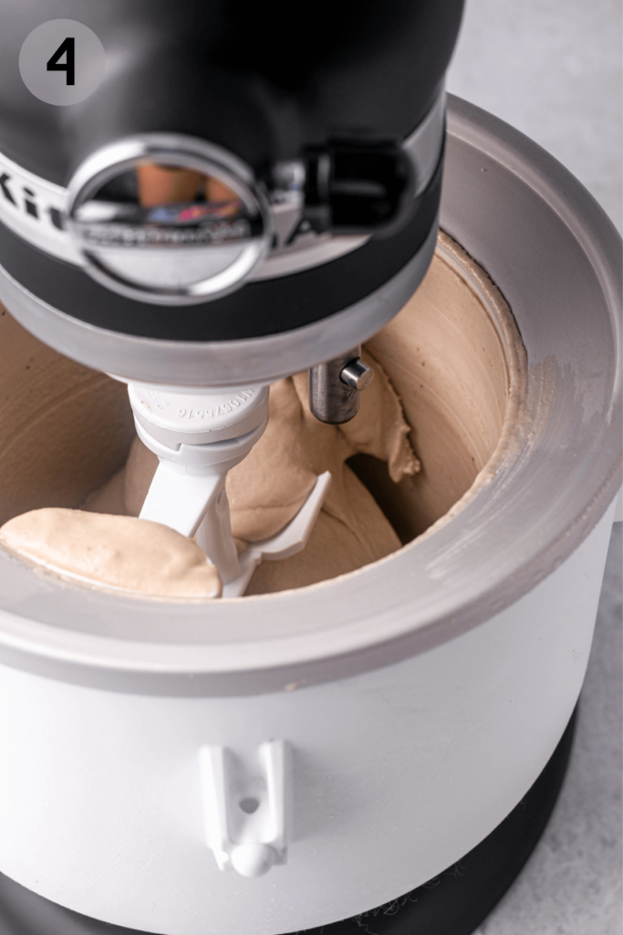 vegan ice cream churning in an ice cream maker