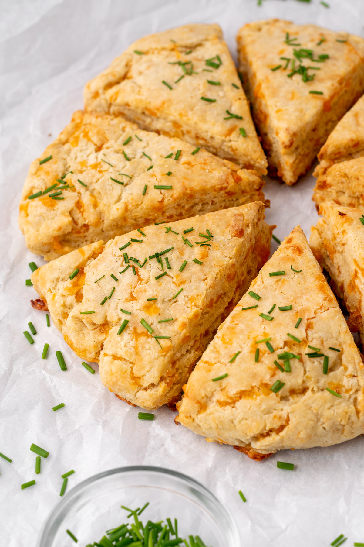 baked gluten free cheese scones in a circle
