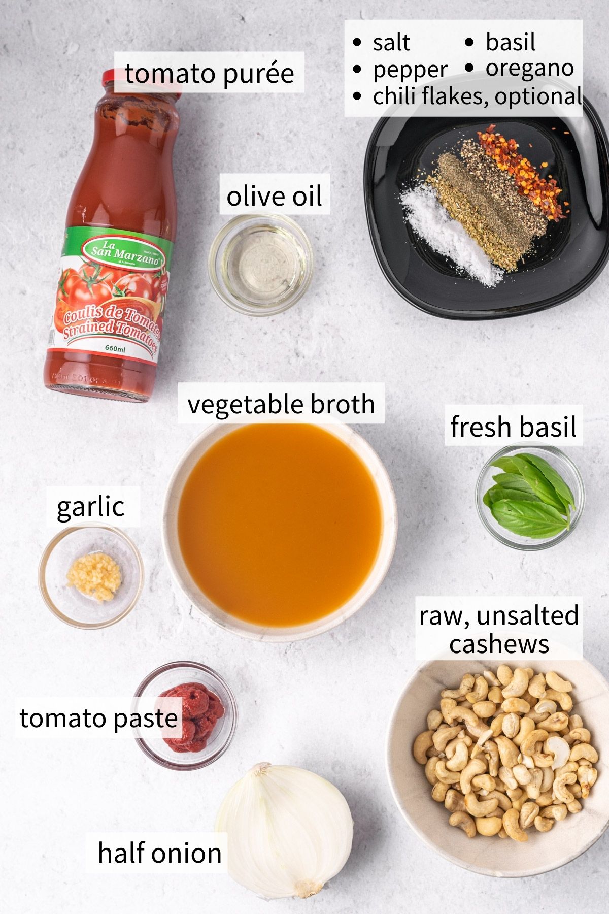 ingredients to make gluten free tomato soup
