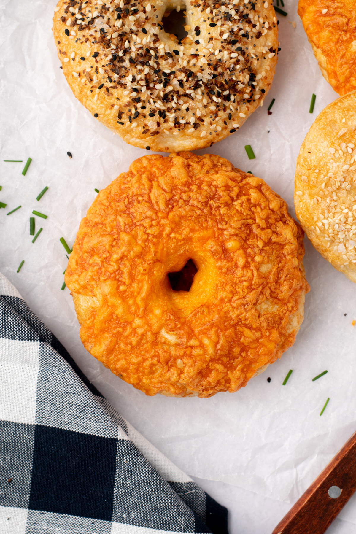 close up of cheese bagel