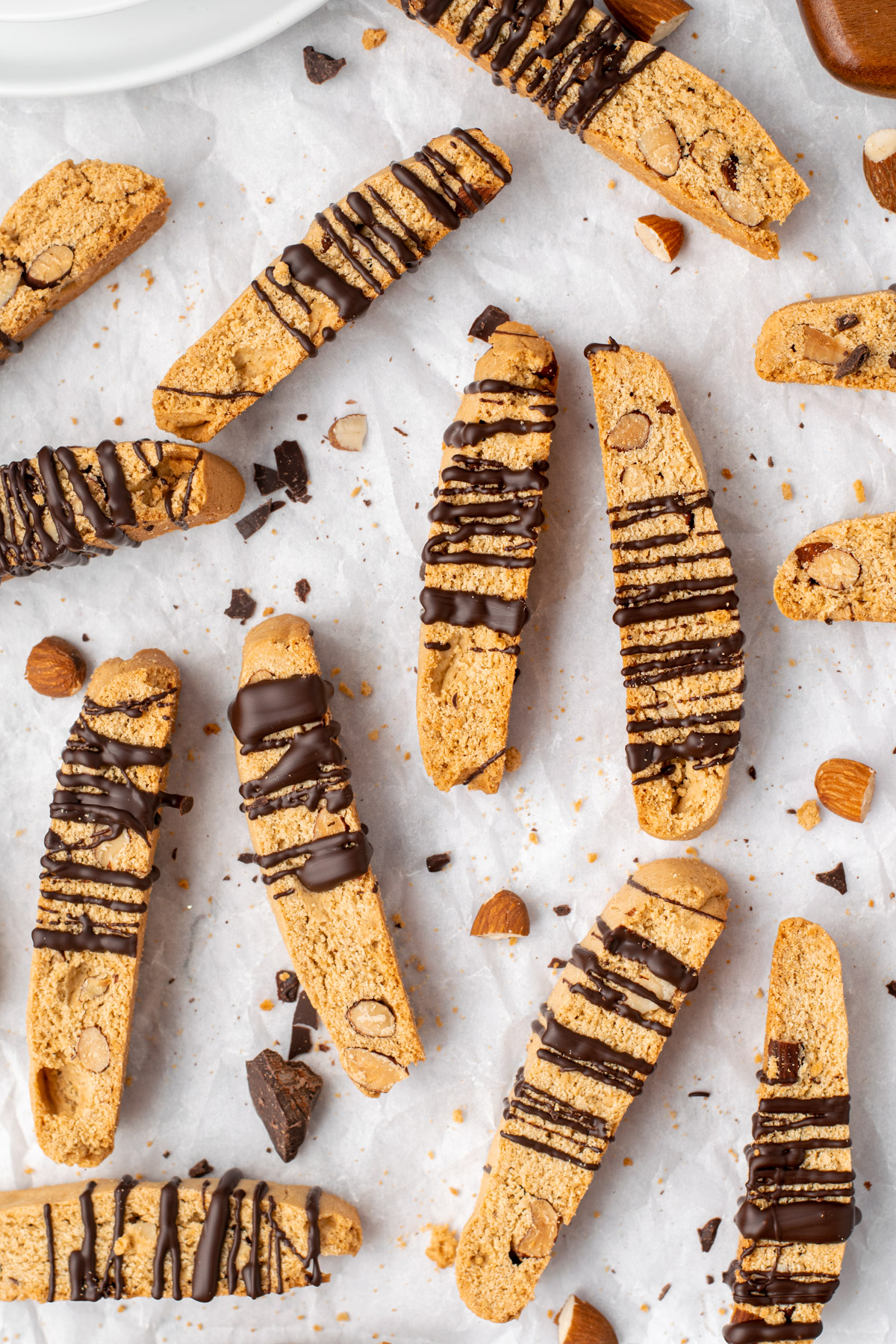 top view of almond biscotti pieces
