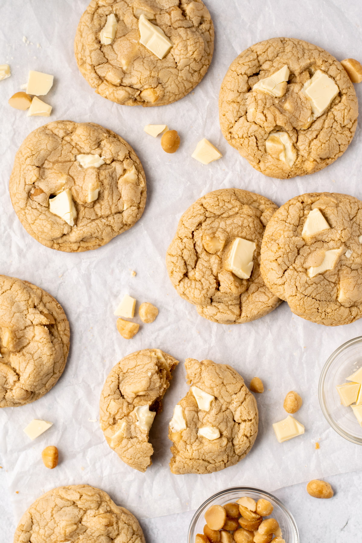 scattered white chocolate macadamia nut cookies