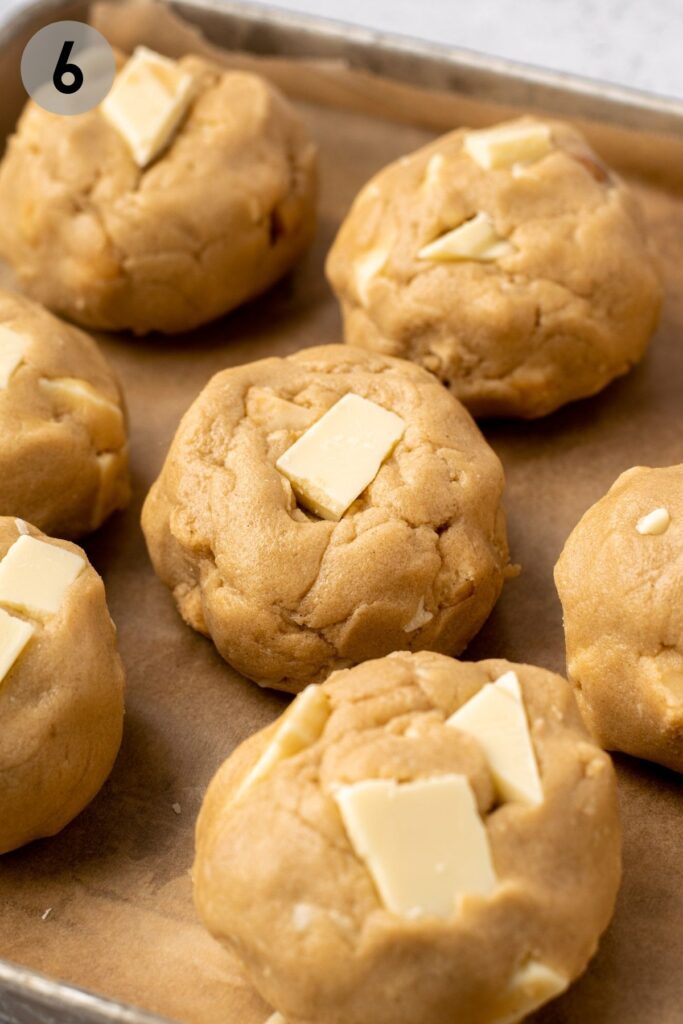 white chocolate macadamia nut cookie dough balls