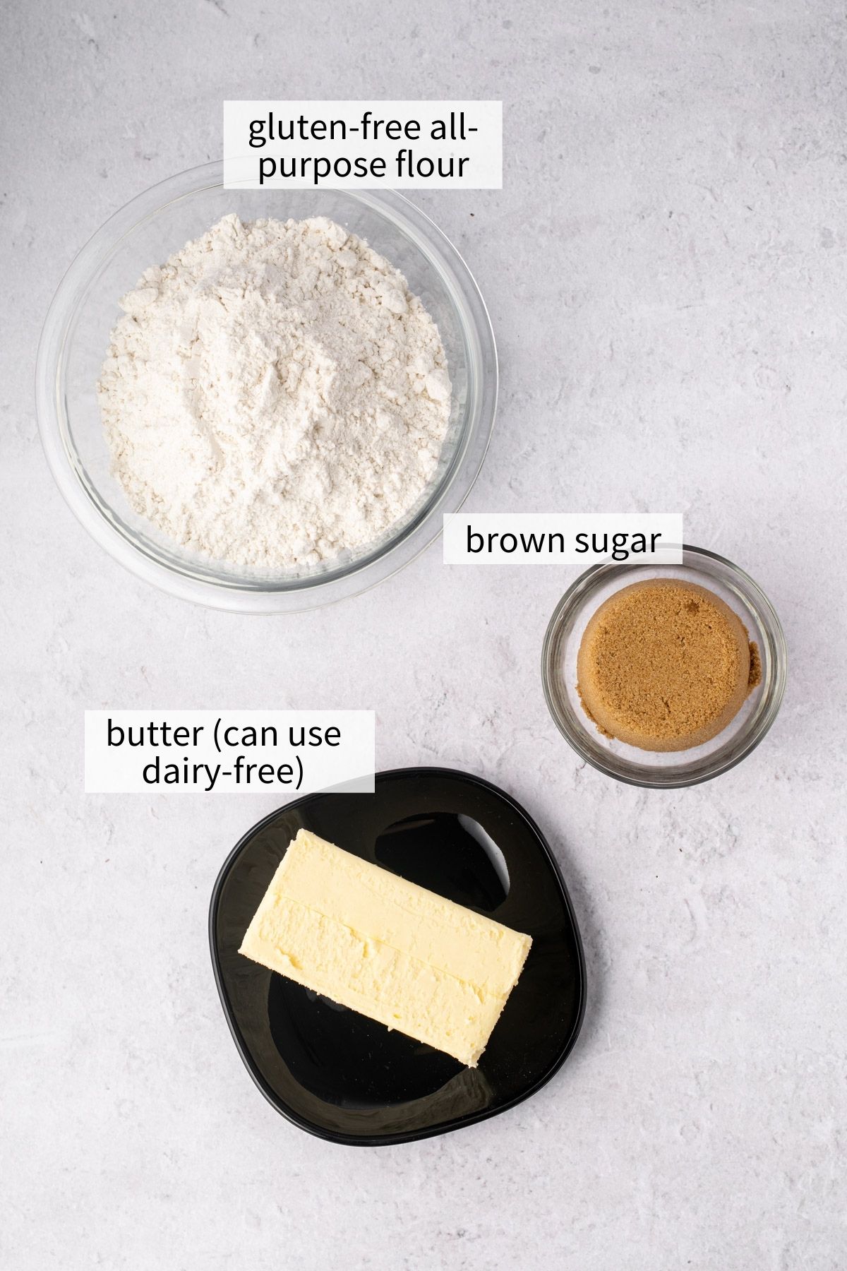 ingredients to make gluten free shortbread