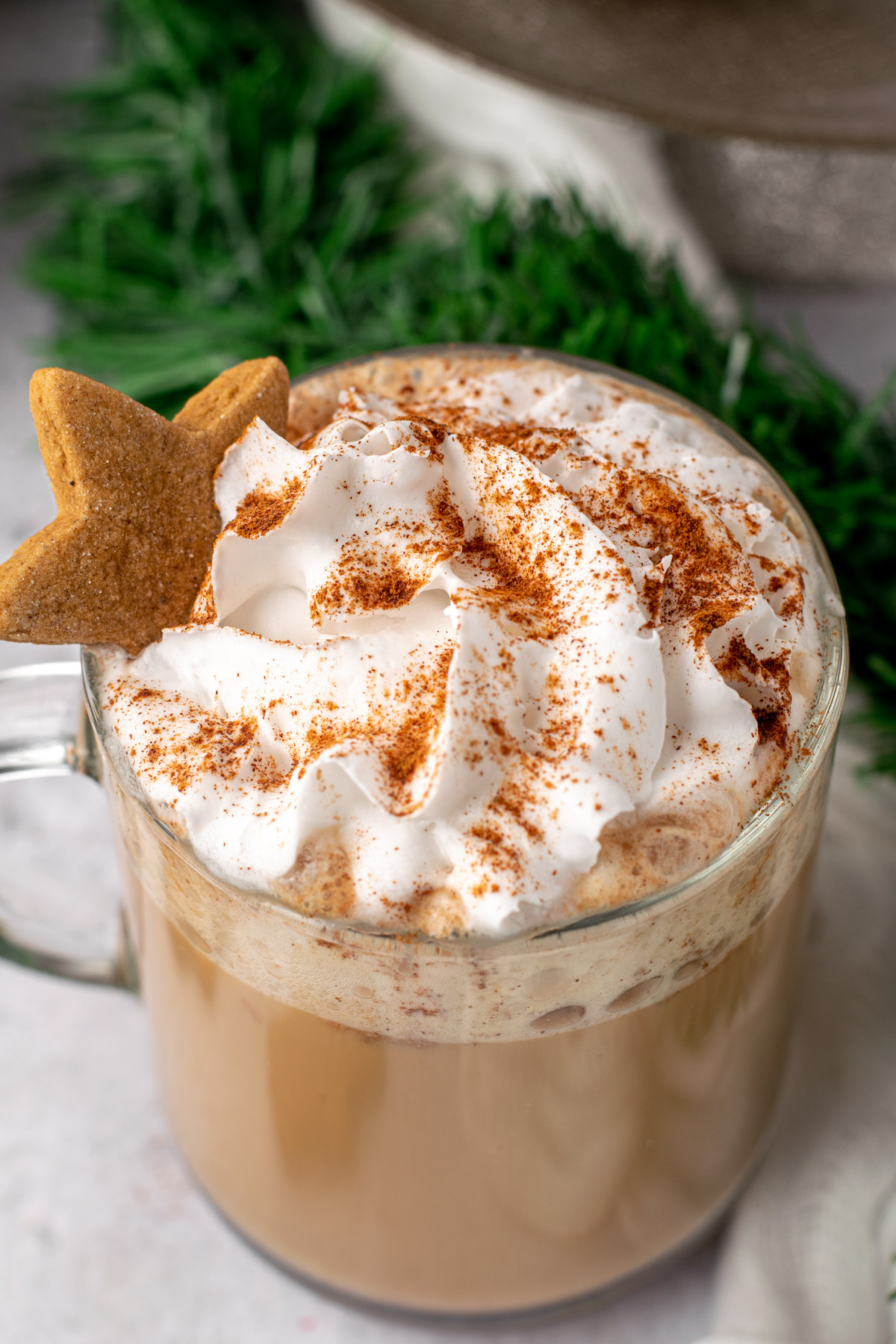 close up of gingerbread latte top