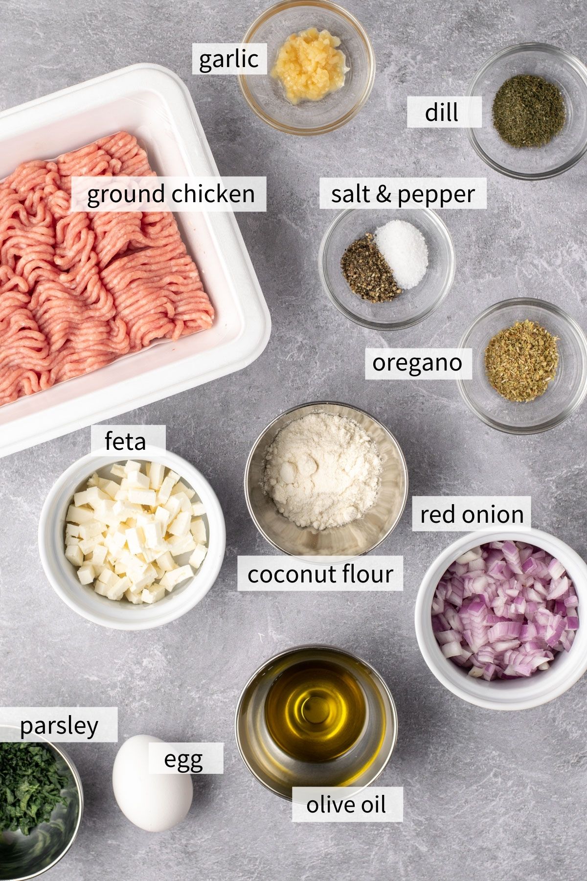 ingredients to make greek chicken meatballs