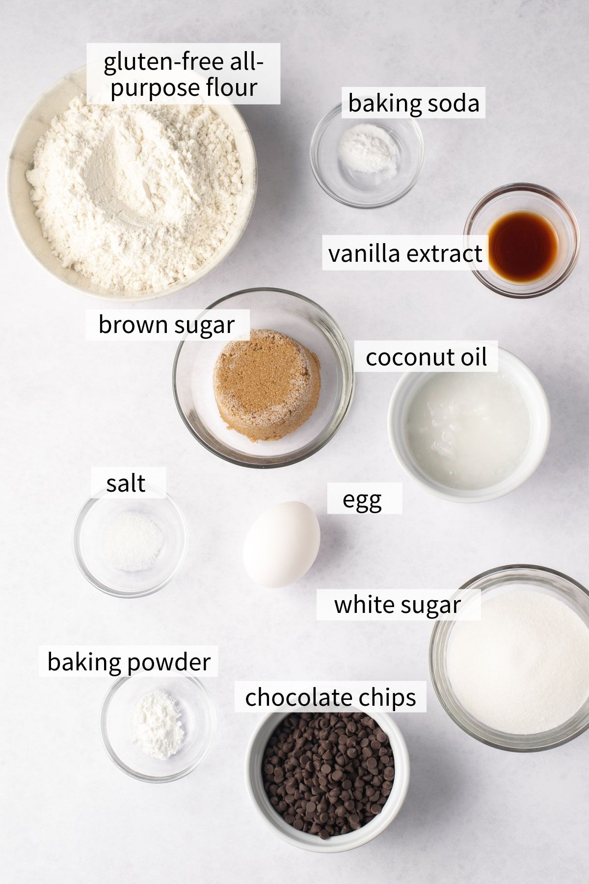 ingredients to make gluten free dairy free chocolate chip cookies