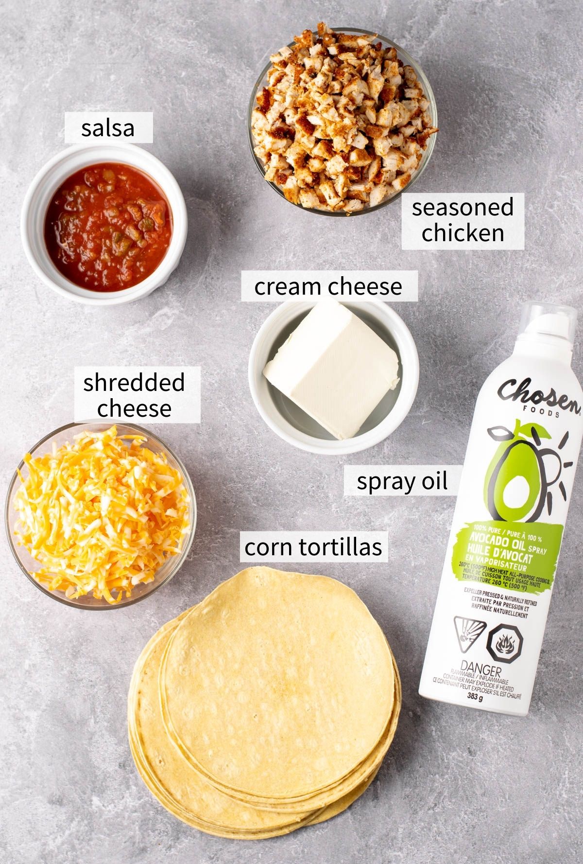 ingredients to make gluten free chicken taquitos
