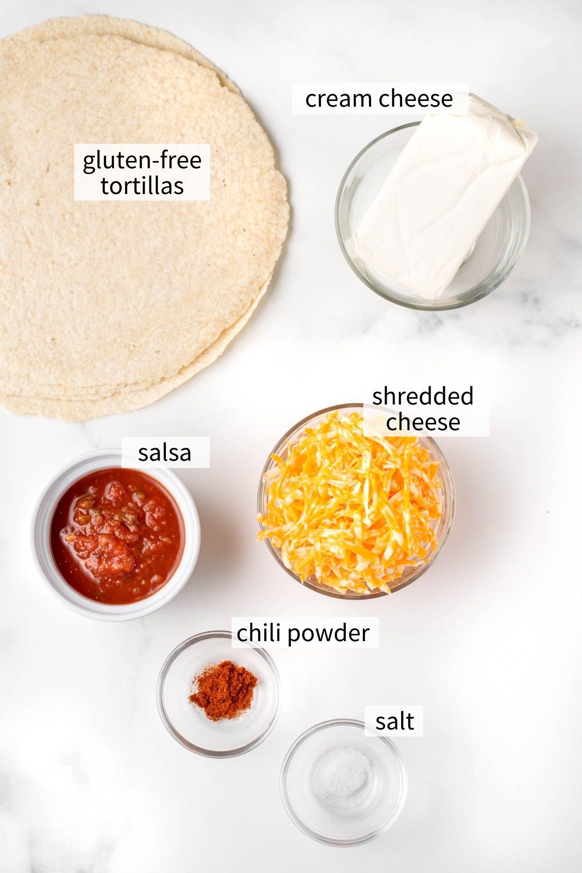 ingredients needed to make gluten free salsa pinwheels