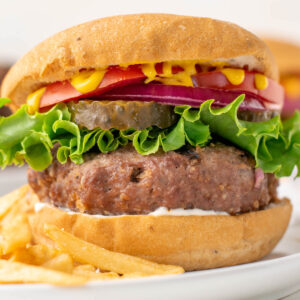 close up of a gluten free burger.