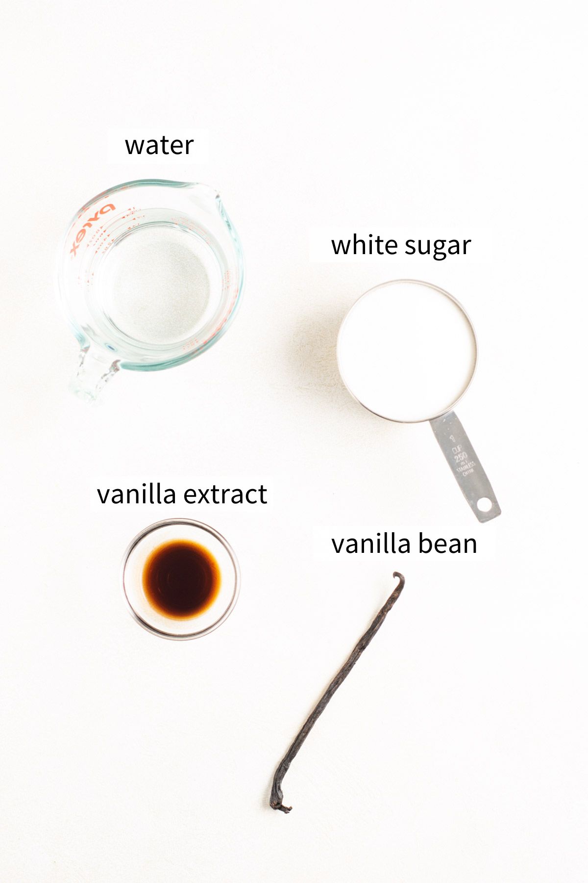 ingredients to make vanilla simple syrup.